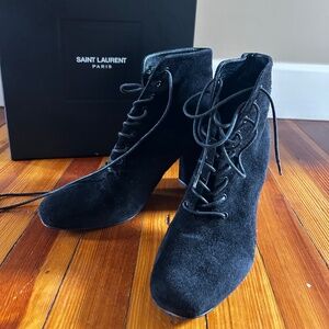 Saint Laurent YSL black suede lace up boots EU 39.5